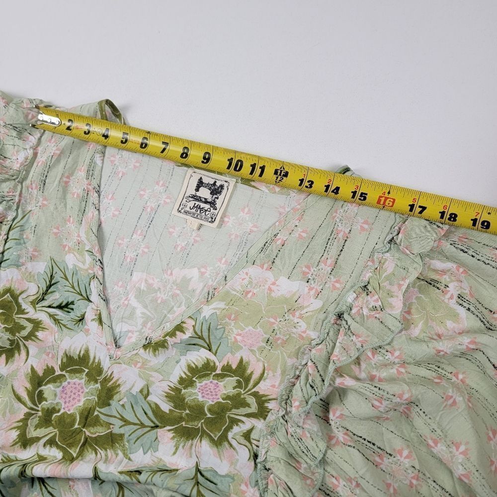 Jaase Light Green Floral V-Neck Ruffle Sleeve Top - Picture 8 of 14